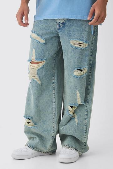 Baggy Fit Rigid Star Ripped Jeans light blue