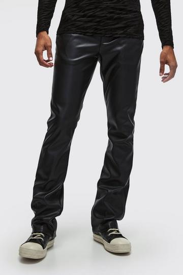 Slim Flared Pu Trousers black