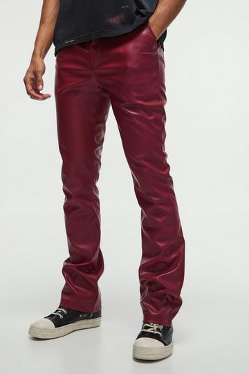 Slim Flared Pu Trousers cherry