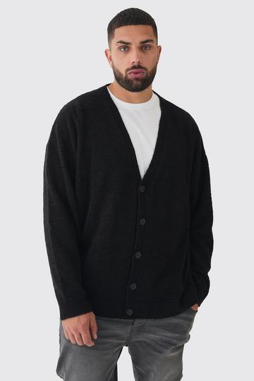 Black Plus Boucle Knit Drop Shoulder Cardigan