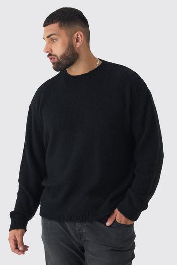 Black Plus Brushed Knit Crew Neck Oversized Sweater