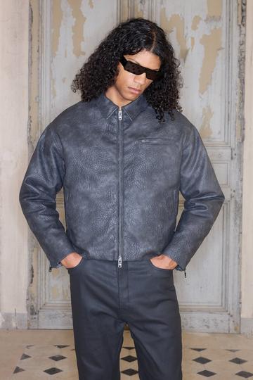 Premium Boxy Nepleren Harrington Jas charcoal