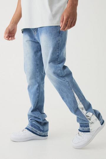 Onbewerkte Flared Slim Fit PU Jeans Met Gusset Detail light blue