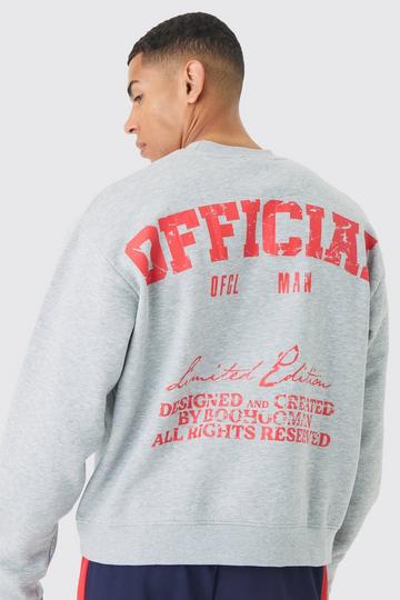 Grey Oversized Boxy Offcl Print Sweatshirt