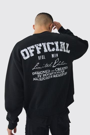 Black Oversized Boxy Offcl Print Sweatshirt