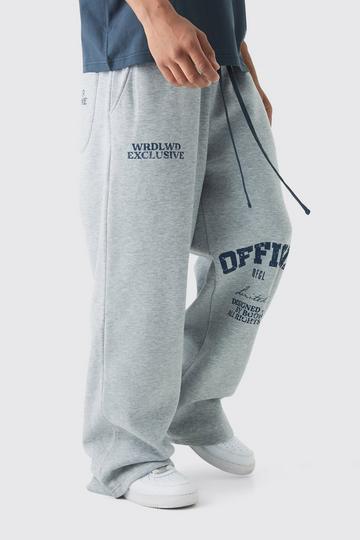 Grey Wide Leg Offcl Print Jogger