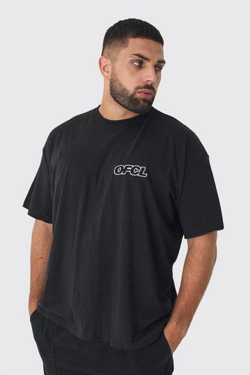 Plus Oversized Ofcl Embroidered T-shirt In Black black