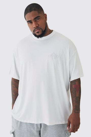 Plus Oversized Geborduurd Diamant Man T-Shirt In Wit white