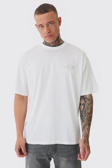 Tall Oversized Geborduurd Diamanten Man T-Shirt In Wit white