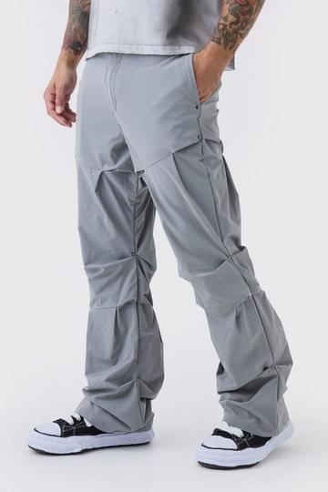 Slim Fit Flare Stacked Trousers With Ruched Detail light grey