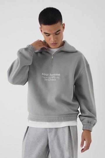 Oversized Funnel Neck Heavyweight Sweatshirt grey