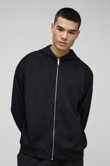 Oversized Scuba Zip Though Hoodie black