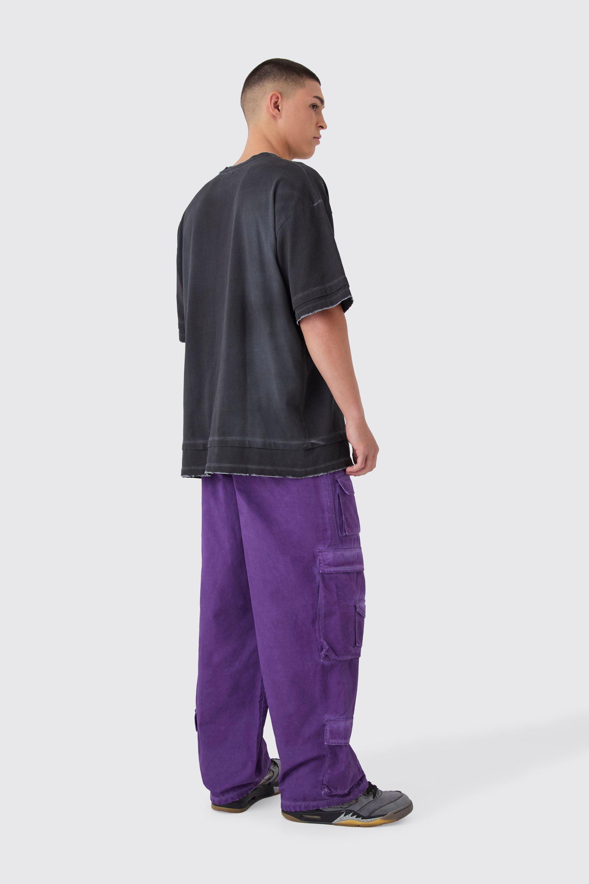 Fixed Waist Baggy Oil Wash Cargo Trousers boohoo NO