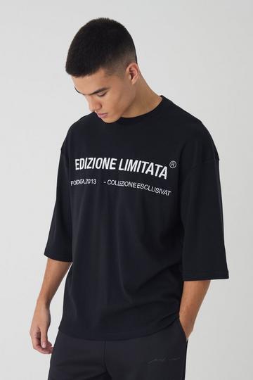 Oversized Half Sleeve Interlock Embroidered T-Shirt black