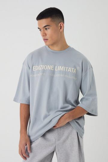 Oversized Half Sleeve Interlock Embroidered T-Shirt grey