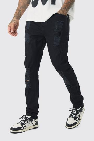 Tall Skinny Jeans With All Over Rips true black