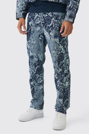 Relaxed Rigid Floral Jacquard Jeans mid blue