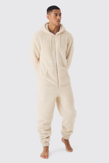 Dikke Fleece Onesie Met Capuchon stone