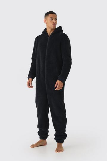 Dikke Fleece Onesie Met Capuchon En Manchettes black