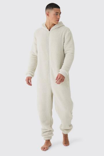 Dikke Fleece Onesie Met Capuchon En Manchettes grey