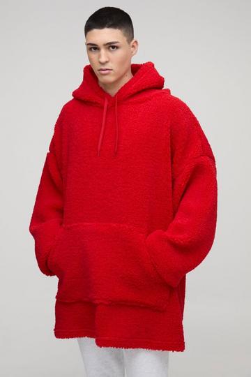 Oversize hoodie i fleece red