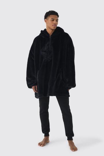 Extreme Oversized Zip Fleece Hoodie black