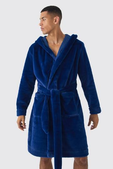 Heavyweight Hooded Fleece Robe navy