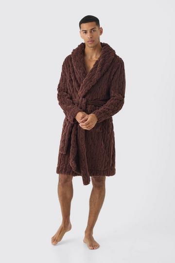 Heavyweight Cable Knit Fleece Robe chocolate