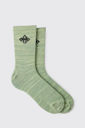 Man Branded Marl Sports Socks green