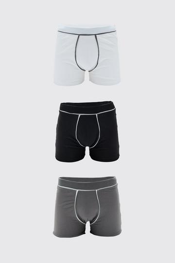 3 Pack Contrast Piping Boxers multi