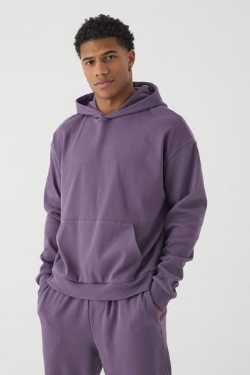 Purple Oversized Boxy Heavy Ribbed Hoodie