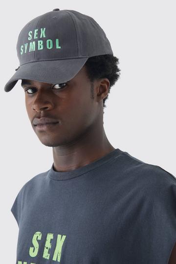 Pride Embroidered Cap In Charcoal charcoal