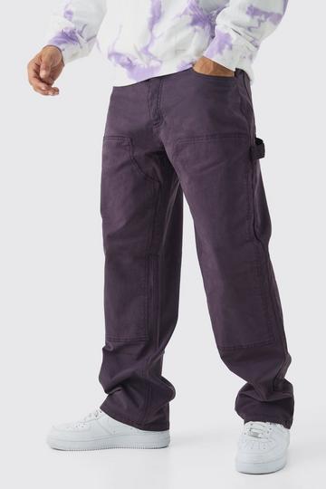 Relaxed Twill Overdye Carpenter Trousers purple