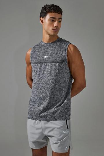 Man Active Naadloze Mergel Muscle Fit Tank Top charcoal