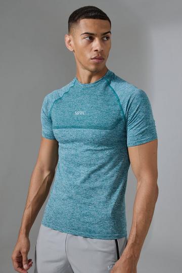 Man Active Muscle Fit Seamless Marl T-shirt teal