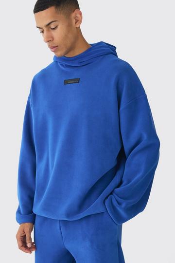 Oversized Polar fleece Funnel Neck Hoodie cobalt