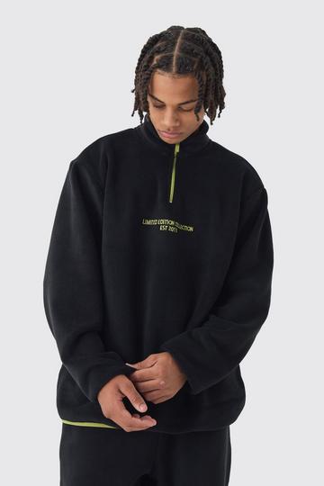 Oversized Dropped Shoulder Funnel Neck black