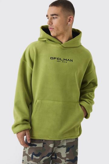 Oversized Dropped shoulder Polar fleece Hoodie lime