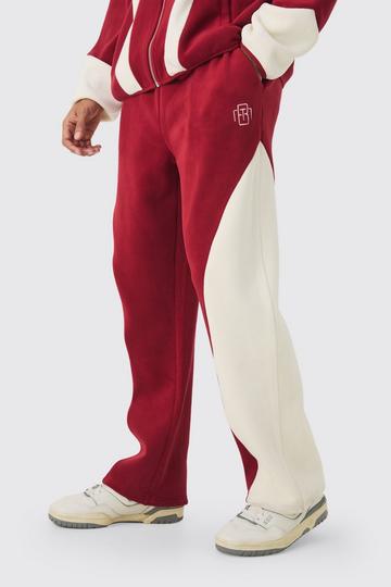 Relaxed Colour Block Polar Fleece High Gusset Jogger burgundy