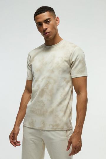 White Slim Super Heavy Suede Textured T-Shirt