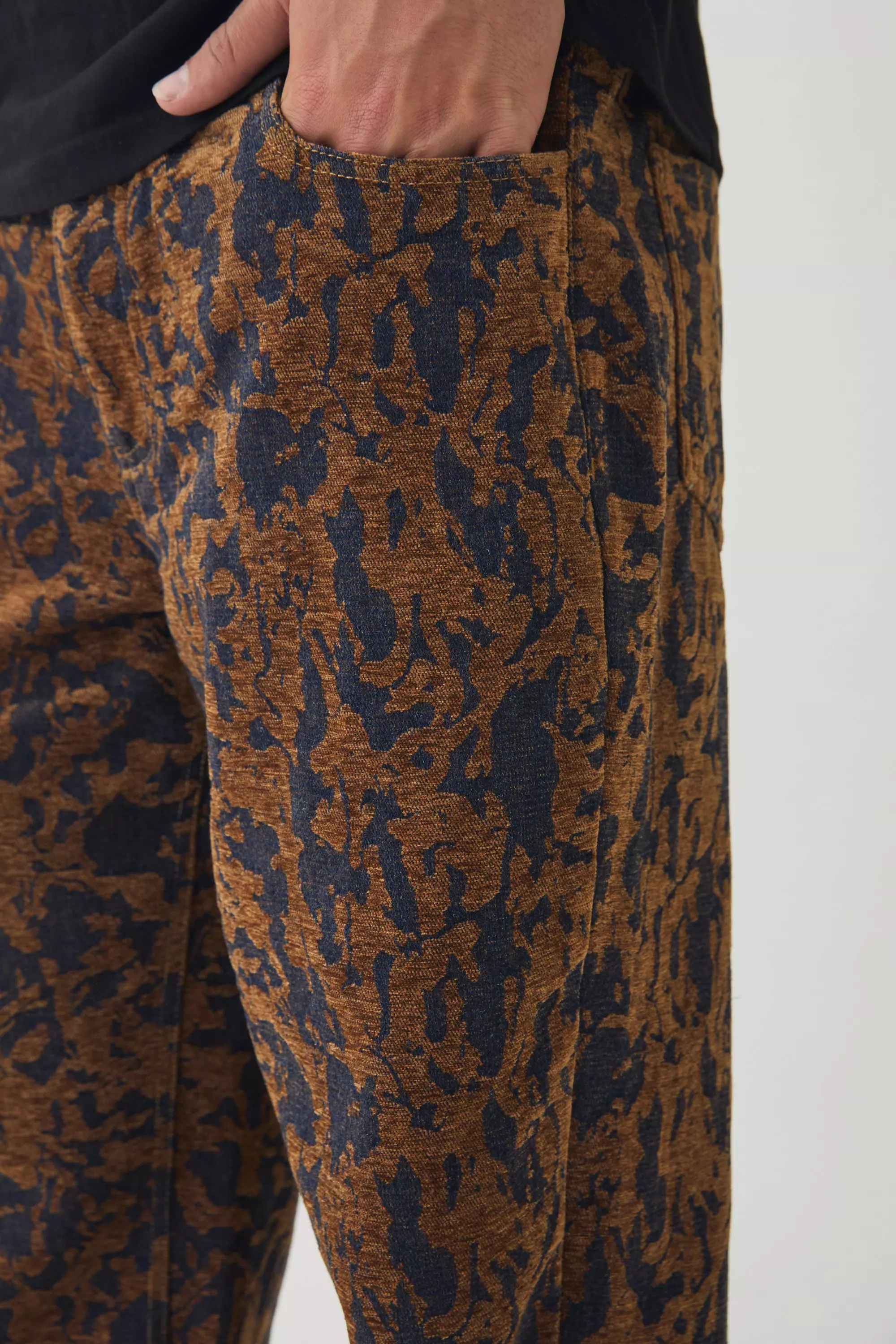 Brown Relaxed Fit Abstract Flock Turn Up Hem Jeans alternative image