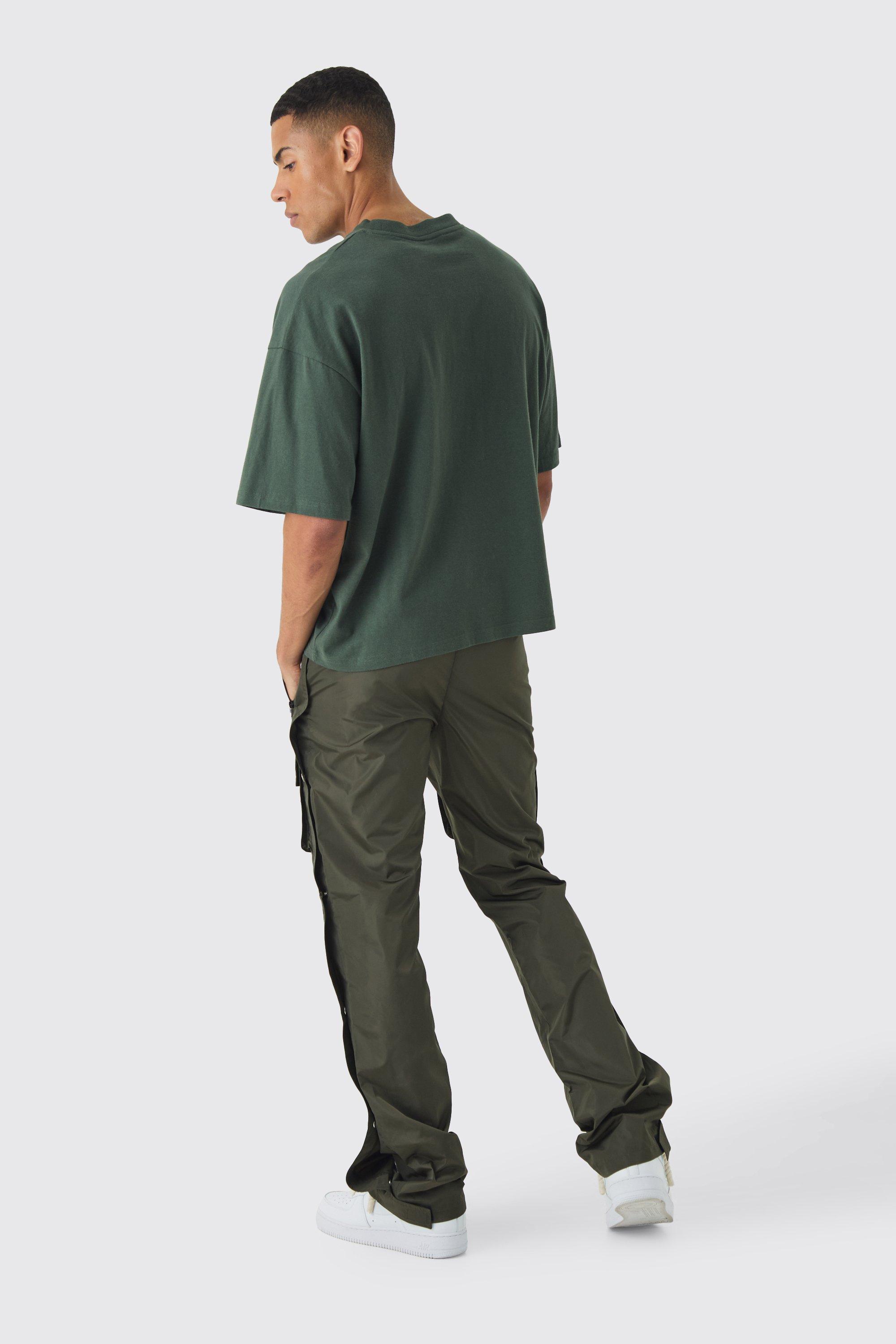 Elasticated Waist Slim Flare Stacked Cargo Trousers