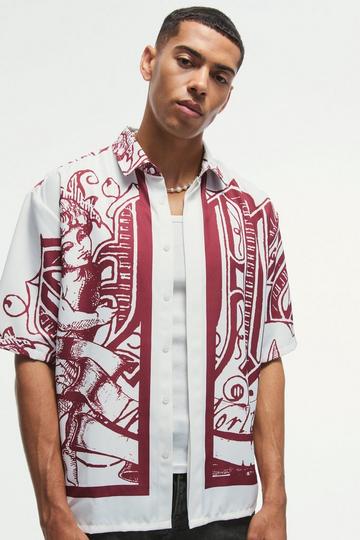 Oversized Soft Twill Printed Revere Shirt white