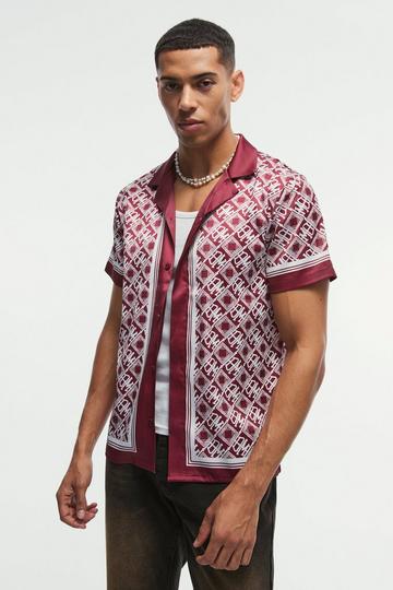Regular Fit Monogram Satin Shirt cherry