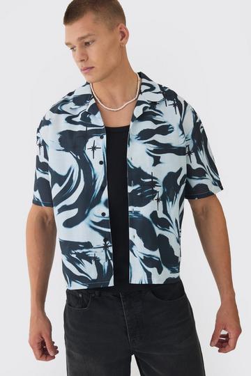 Oversized Boxy Abstracte Sterren Print Overhemd grey