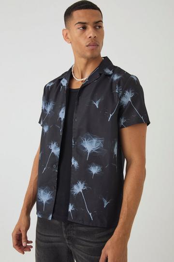 Regular Fit Floral Print Shirt black