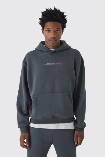 Charcoal Grey 330GSM Oversized Boxy High Build Print Limited Hoodie