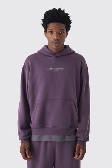 Purple 330GSM Oversized Boxy High Build Print Limited Hoodie