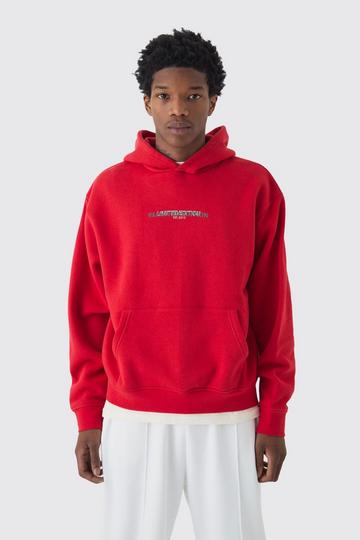 Red 330GSM Oversized Boxy High Build Print Limited Hoodie