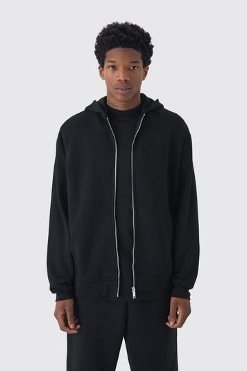 330GSM Oversized Basic Zip Through Hoodie black